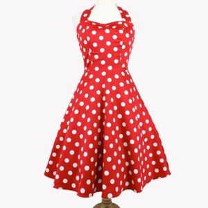 Topdness classic red and white polka dots dress vintage inspired size S